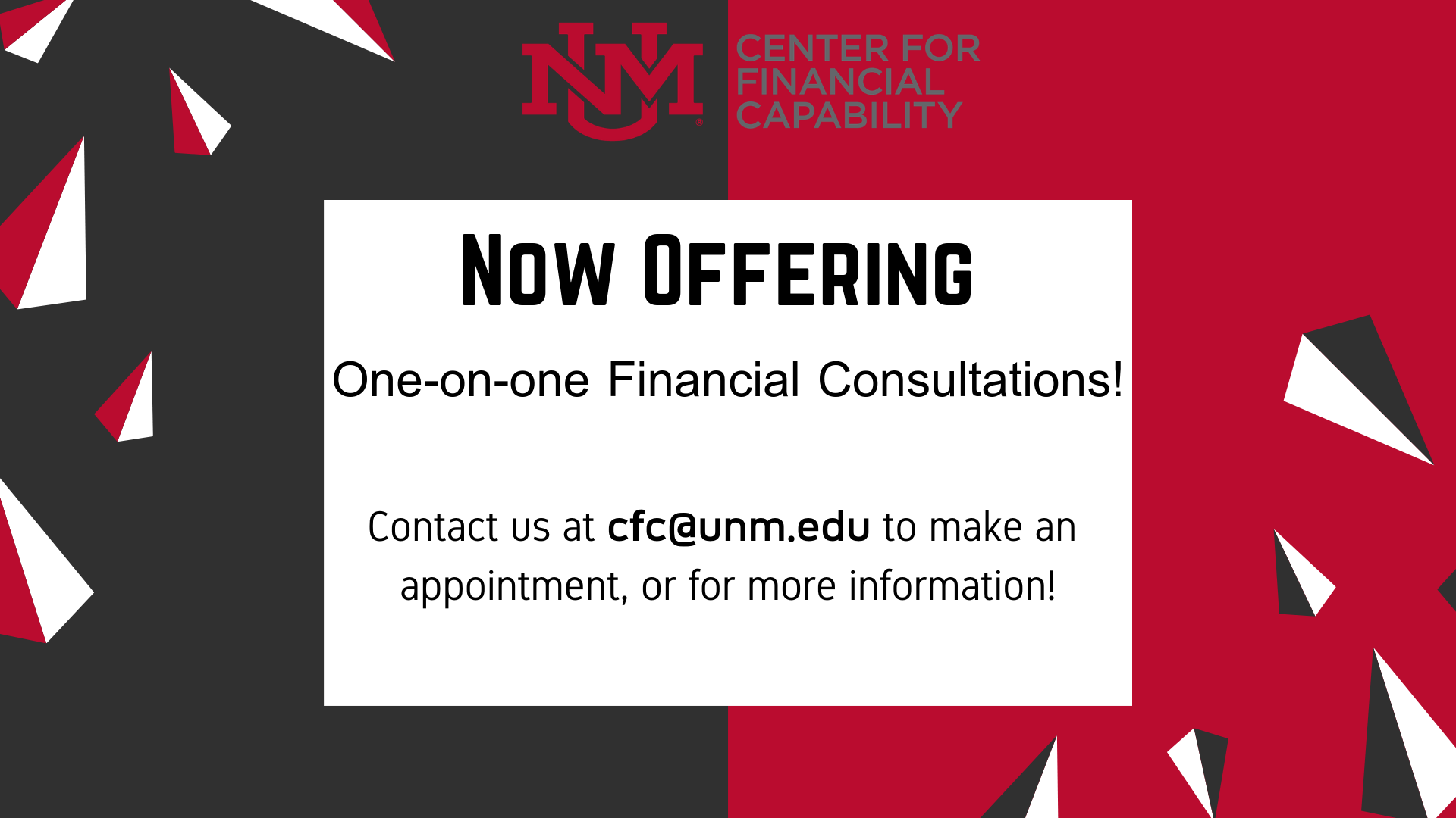 Now offering One on One Consultaions. Contact us at cfc@unm.edu to make an appointment, or for more information!